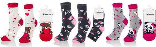 SKARPETKI DAMSKIE WALENTYNKOWE 3-PAK ZESTAW NA PREZENT DLA NIEJ WALENTYNKI na Arena.pl