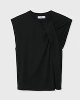 Czarna bluzka z ozdobnym węzłem XS