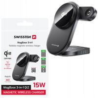 Ładowarka Swissten 3w1 składana Qi2 15 W do iPhone'a Apple Watcha AirPodsów