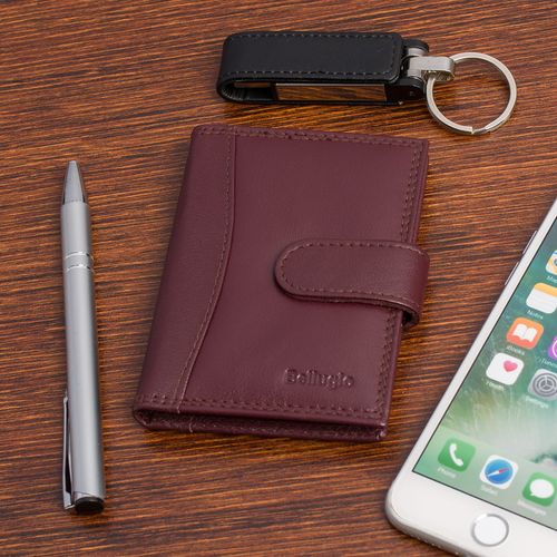 skórzane etui na karty - bordowe na Arena.pl