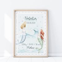 Plakat Metryczka Syreny P388- rozmiar plakatu 40 cm x 50 cm