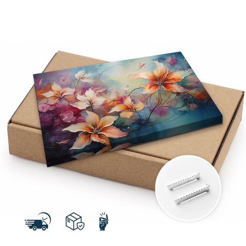 Obraz Na Płótnie Malowane Dzikie Kwiaty Abstrakcja Do Sypialni 30cm x 20cm na Arena.pl