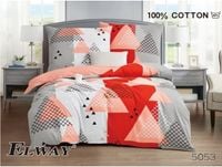 Pościel ELWAY satyna bawełniana 160x200cm POMARAŃCZOWE TRÓJKĄTY 5053