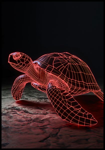 Plakat 68x98cm Neonowy Żółw zdjęcie 2