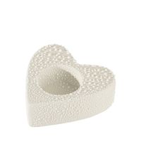 Świecznik ceramiczny serce RISO 9X9X3 kremowy x2