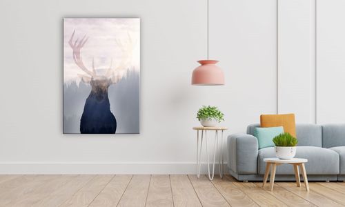 OBRAZ NA PŁÓTNIE 047 Jeleń na tle lasu 30x40cm na Arena.pl