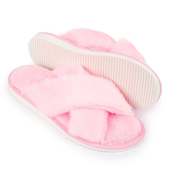 Kapcie damskie ciepłe puchate różowe pantofle domowe z futerkiem 39 zdjęcie 3