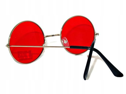 OKULARY VINTAGE LENONKI OKRĄGŁE METALOWE RETRO RED CZERWONE UV400 na Arena.pl