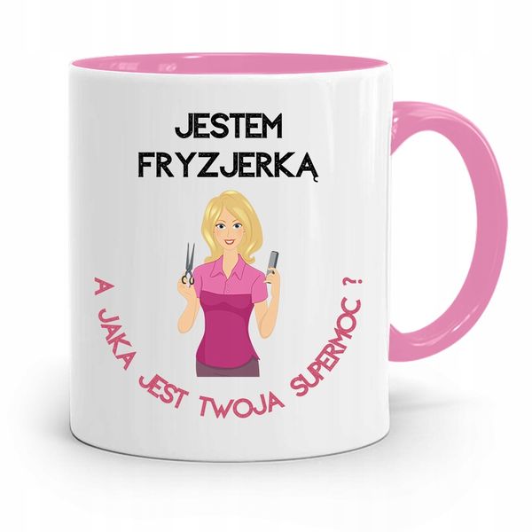 Kubek Różowy Dla Fryzjera Jestem Fryzjerką Prezent Z Nadrukiem Ze Zdjęciem zdjęcie 1