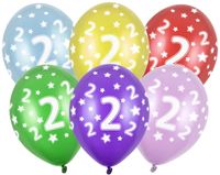 Balony 30cm, 2nd Birthday, Metallic Mix 6 sztuk