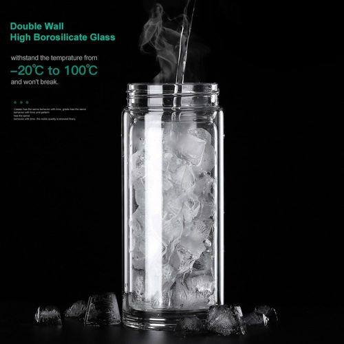 Kubek Termiczny - Szkło Boro Krzemowe - Podwójne - Idealny Do Pracy - Szkoły 490ml Style B na Arena.pl