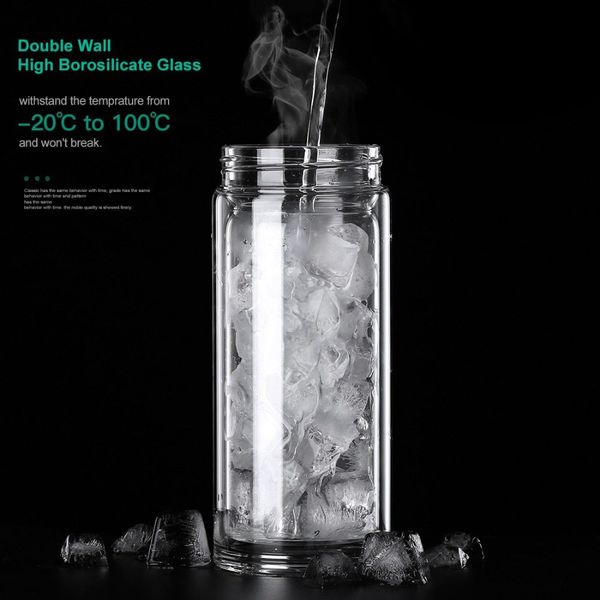 Kubek Termiczny - Szkło Boro Krzemowe - Podwójne - Idealny Do Pracy - Szkoły 490ml Style B zdjęcie 7