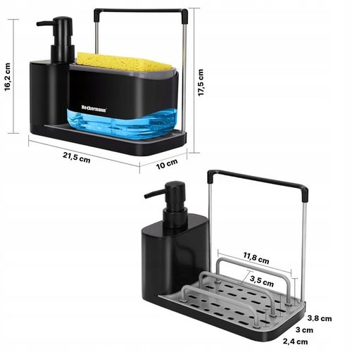 DOZOWNIK NA PŁYN DO MYCIA NACZYŃ MYDŁA POJEMNIK + GĄBKA ORGANIZER DO KUCHNI na Arena.pl