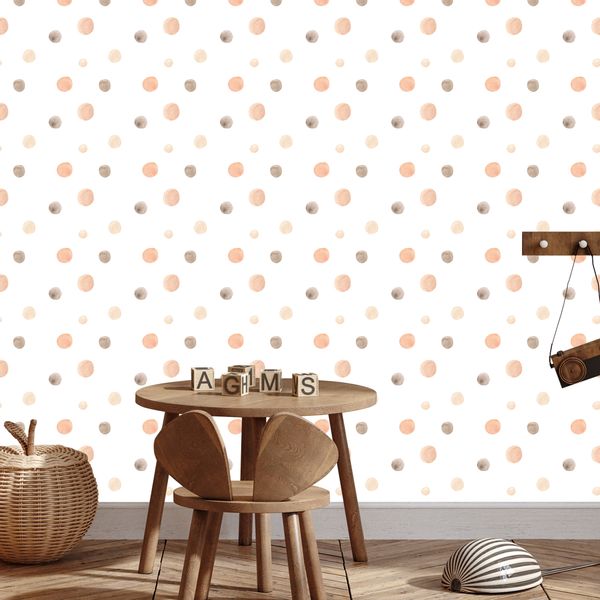 Tapeta Ścienna Dla Dzieci Akwarelowe GROSZKI Kropki Styl Boho zdjęcie 9