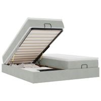 Rama łóżka otomana z materacami, szara, 180x200 cm, aksamit