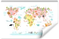Fototapeta Dziecięca MAPA ŚWIATA Zwierzęta Rośliny 315cm x 210cm