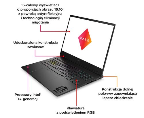 HP OMEN TRANSCEND 16-U0011NW 8R4F2EAR#AKD HP OMEN Transcend 16 WQXGA IPS 240Hz Intel Core i7-13700HX 16-rdzeni 32GB DDR5 1TB SSD NVMe NVIDIA GeForce RTX 4070 8GB Win11 na Arena.pl