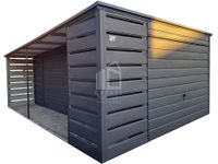 Garaż blaszany 3x6m + wiata 1m Brama uchylna drzwi dach spad w tył ID965