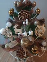 Choinka NA PNIU ubrana Z DEKORACJĄ ozdobami ubrana 100 cm z lampkami LED