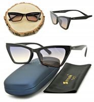 SZEROKIE Damskie Okulary Przeciwsłoneczne KOCIE