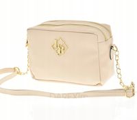 Laura Biaggi - torebka listonoszka jasny beżowy groszek mat JS22