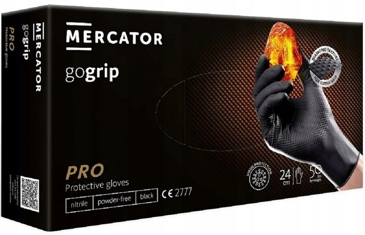 Rękawice Nitrylowe Mercator GOGRIP BLACK Czarne a50 L zdjęcie 3