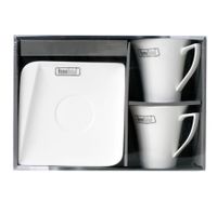 Komplet kawowy 4 el. QUATRE HomeDelux 2 x filiżanka 250 ml 2 x spodek 15 cm biały elegancki