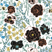 Tapeta Samoprzylepna Czarna w Kwiaty Wodoodporna Winyl 41x300 cm