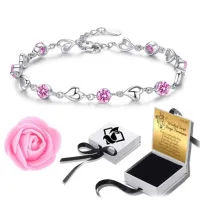 Bransoletka Damska Serce SREBRO 925 łańcuszek Prezent Dla Dziewczyny Mamy