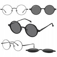 2w1 OKRĄGŁE okulary Oprawki Korekcyjne z NAKŁADKĄ PRZECIWSŁONECZNĄ magnes