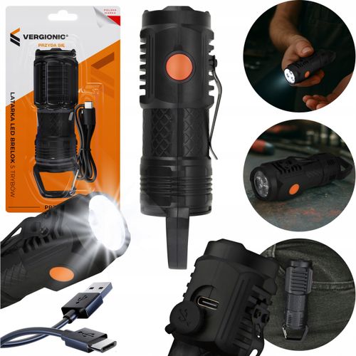 Latarka LED brelok 5 trybów USB-C kieszonkowa VERGIONIC na Arena.pl
