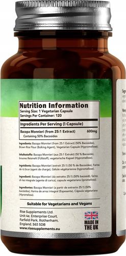 Bacopa Monnieri (Brahmi) 120 Kapsułek po 600mg na Arena.pl