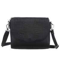 VERA PELLE torebka damska skórzana listonoszka kroko z paskiem V604 czarna