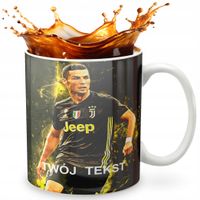 KUBEK 330ml GRAFIKA PREZENT ŚWIĘTA WZÓR - PIŁKA NOŻNA RONALDO CR7 + IMIĘ