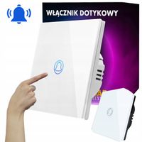 2 x Dzwonek Włącznik Dzwonka Dotykowy Pojedynczy Podtynkowy Szkło Biały LED