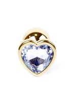plug-jewellery gold  heart plug- clear