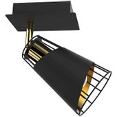 Druciana LAMPA ścienna RICK ML5565 Milagro metalowa OPRAWA industrialny plafon reflektorek czarny złoty