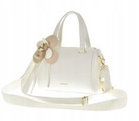 Laura Biaggi - torebka listonoszka kuferek biały groszek kwiat L326024