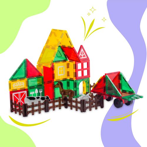 Klocki magnetyczne edukacyjne konstrukcyjne farma zwierząt RK-781 Ricokids na Arena.pl