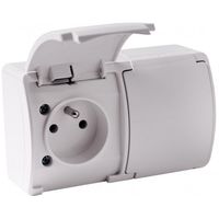 Gniazdo natynkowe podwójne z uziemieniem, z klapką VIPLAST KOALA BIAŁE