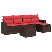 6-cz. zestaw wypoczynkowy do ogrodu, z poduszkami, brązowy