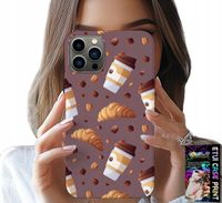 ETUI DO IPHONE 11 PRO MAX - CASE Z KAWĄ ROGALIKAMI I ZIARNAMI W TLE