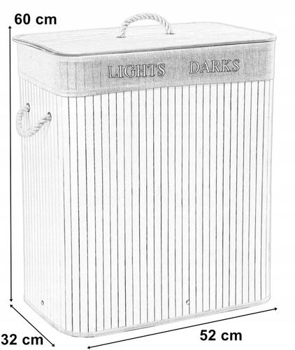 KOSZ NA PRANIE BIELIZNĘ Z BAMBUSA POJEMNIK DO SEGREGACJI KOLORÓW LOFT 100L na Arena.pl