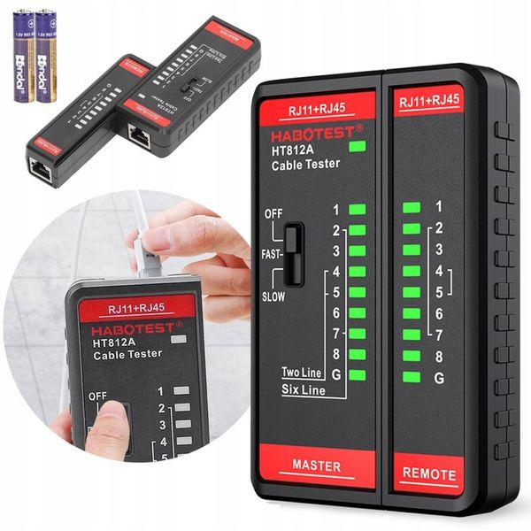 TESTER PRZEWODÓW SIECIOWYCH RJ11 RJ45 LAN SZUKACZ PAR KABLI HABOTEST HT812 zdjęcie 1