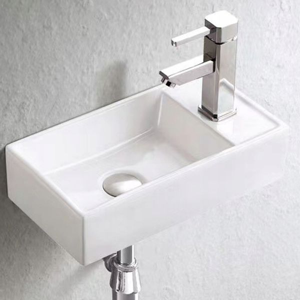 PROSTOKĄTNA ELEGANCKA UMYWALKA NABLATOWA CERAMICZNA BIAŁA Z POŁYSKIEM zdjęcie 10