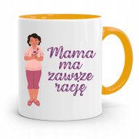 Kubek Żółty Prezent Dla Mamy Mama Ma Zawsze Rację Z Nadrukiem Ze Zdjęciem
