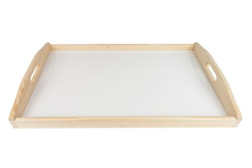 Taca drewniana 47/30 cm, białe dno na Arena.pl