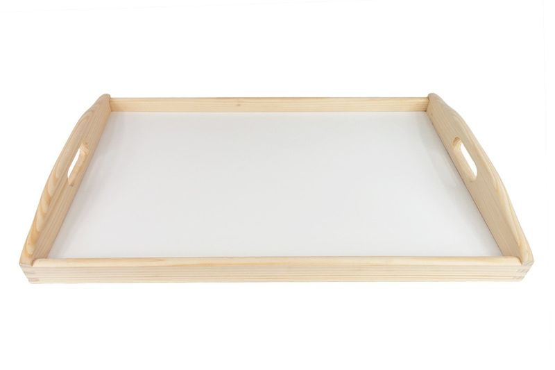 Taca drewniana 47/30 cm, białe dno zdjęcie 4