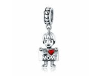 Rodowany srebrny wiszący charms do pandora miłość do mamy I love mom srebro 925 NEW223