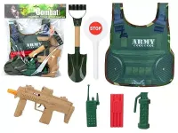Karabin i kamizelka wojskowa z akcesoriami